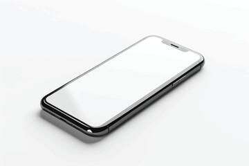 Modern smartphone with blank screen isolated on white background, sleek mobile device design, high-quality product mockup suitable for technology, app display, and advertising presentations.