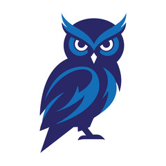 Obraz premium Illustration of a blue owl isolated on white background, a symbol of wisdom and knowledge
