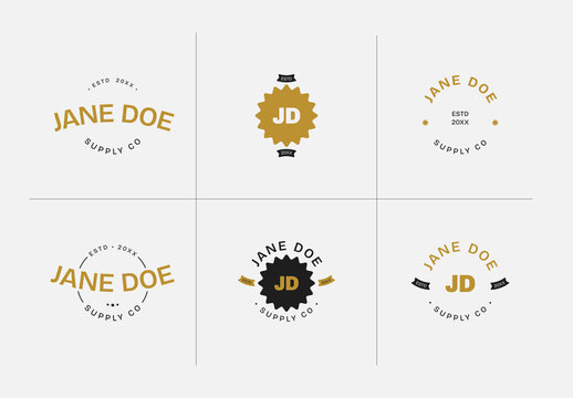 Vintage Supply Company Logo Set &ndash; Retro Badge & Monogram Branding Collection