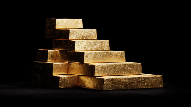 Golden pyramid of stacked books representing knowledge and wealth