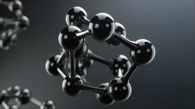 Black Molecule Motion Animation &ndash; Unique Scientific Structure in HD