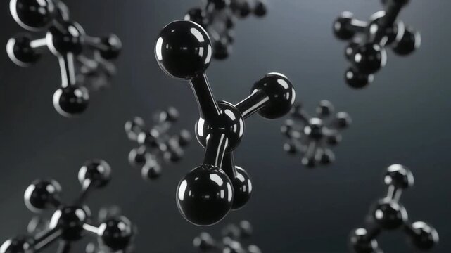 Black Molecule Motion Animation &ndash; Unique Scientific Structure in HD