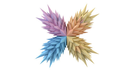 Abstract colorful spiky shape on white background 3d geometric spike point pastel render design illustration