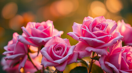 Pink Roses in Golden Hour Glow background