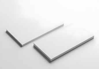 Naklejka premium Flat lay of two stacks of blank white business cards with clean texture