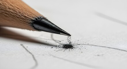 Close up of pencil point creating detailed graphite lines on paper