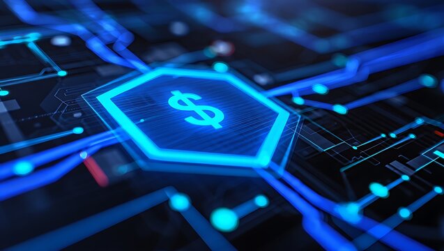 Digital currency dollar symbol financial technology concept modern illustration