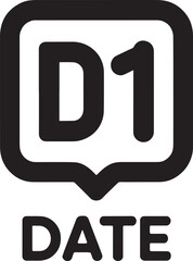 Day One Date Reminder Icon Vector Illustration. Schedule Appointment, Calendar Event Symbol