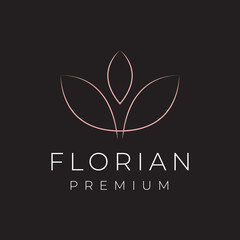 Flowers line minimalist logo design vector