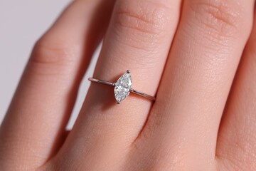 Minimalist Marquise Diamond Solitaire Ring