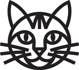 Simple Cat Face Vector Illustration: Minimalist Feline Design for Modern Projects