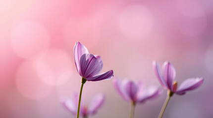 Gentle Purple Blossoms with Soft Pink Bokeh Light Background background