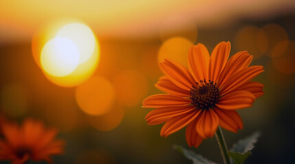 Golden Sunset Flower Warm Bloom Bokeh Backdrop background