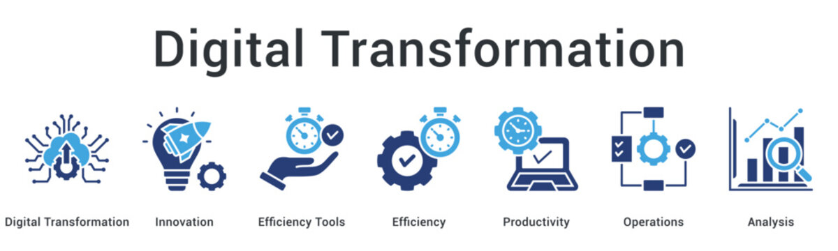 Digital transformation leverages innovation and efficiency tools for productivity optimization in operations through analysis.