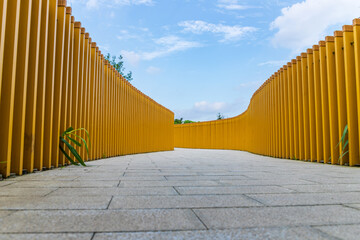 The grey brick paths in the park