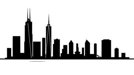 Obraz premium Stylized black-and-white architectural silhouette of a city skyline, made from basic geometric forms such as triangles, circles, and rectangles, with a flat and high-contrast visual style, featuring b