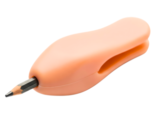 Silicone pencil grip for writing and drawing aid on a transparent background