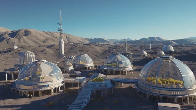 Greenhouse domes on the Moon.