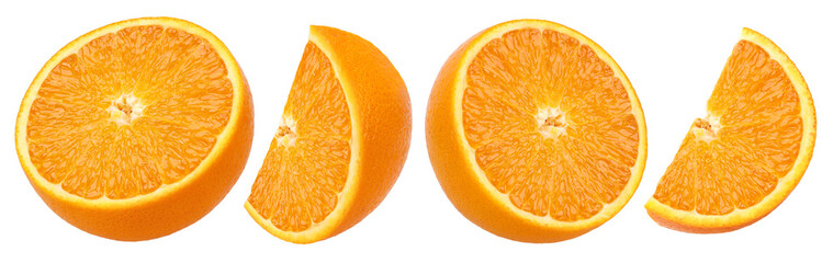 half and pieces orange fruit isolated, transparent PNG, PNG format, Collection