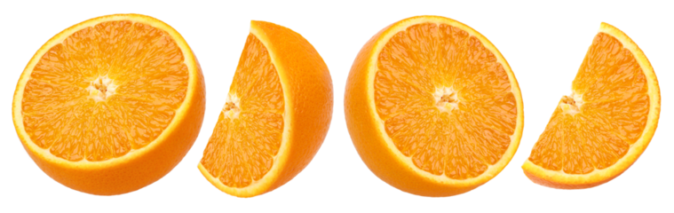 half and pieces orange fruit isolated, transparent PNG, PNG format, Collection