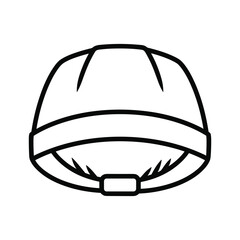 Simple hard hat line art illustration for construction safety isolated on