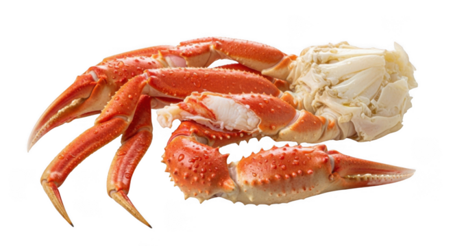 Cooked Crab Leg PNG Delicious Seafood Feast on White Background - Freshly Prepared Crab Meat PNG