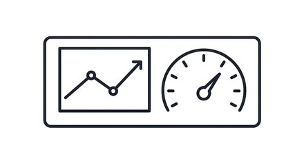 Minimalist Performance Indicator Icon Upward Trend Speedometer Gauge.