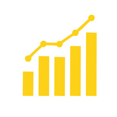Yellow bar chart and line graph showing upward trend
