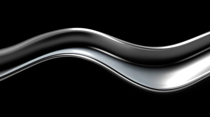 A sleek and elegant abstract background featuring flowing silver gray waves over a dark black background creating a minimalist and modern design