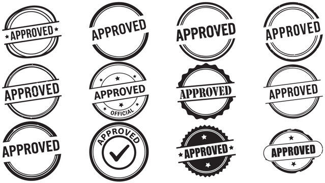 Hand-stamp approved seal icon &mdash; business certification rubber stamp emblem for verified approval, compliance and quality assurance
