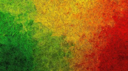 Grunge texture background with vibrant green, yellow, and red gradient, rough distressed surface, bold color blend for creative design, art projects, or decorative applications with edgy aesthetic.