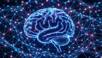 Artificial intelligence brain with neural network connections, symbolizing advanced technology and innovation