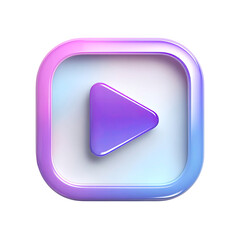 Gradient play button icon with rounded square frame on transparent background