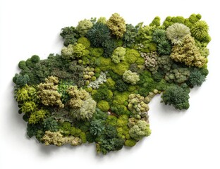 Intricate Green Moss and Succulent Wall Art Display.