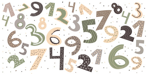 numbers set. hand drawn numbers. numbers. vector illustration