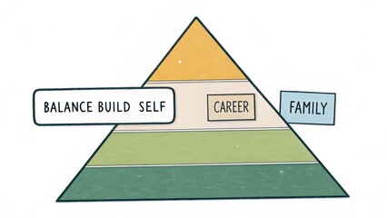 Flat diagram of a pyramid representing the building of self