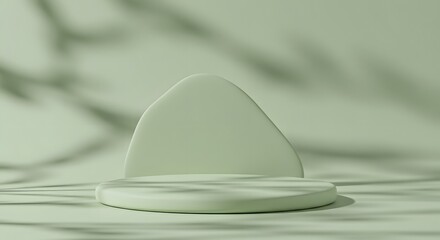 Light green product display podium against green background