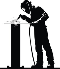 Professional Welder Welding on a Steel vector illustration isolated on white background