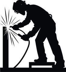 Professional Welder Welding on a Steel vector illustration isolated on white background