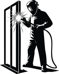 Professional Welder Welding on a Steel vector illustration isolated on white background