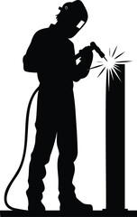 Professional Welder Welding on a Steel vector illustration isolated on white background