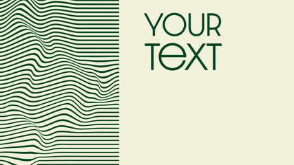 A modern vector banner design featuring a wave pattern. The right side offers a clean, minimalist space with customizable placeholder text, 'YOUR TEXT', against a soft cream background.