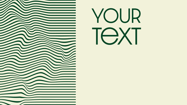 A modern vector banner design featuring a wave pattern. The right side offers a clean, minimalist space with customizable placeholder text, 'YOUR TEXT', against a soft cream background.