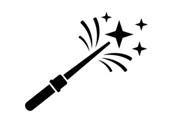 Magic wand with stars isolated on transparent background, vector icon