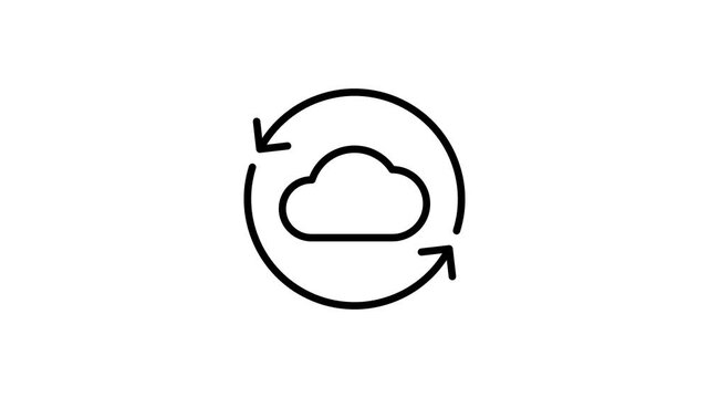 Cloud storage synchronization process icon animation