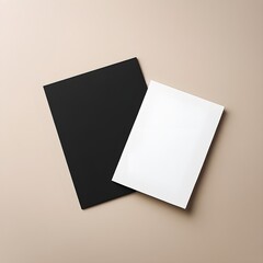 Black and white blank cards mockup on a neutral beige background for professional