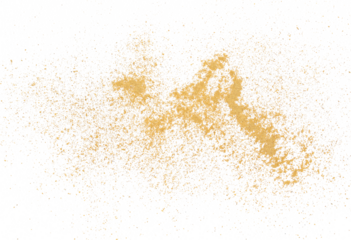 Closeup ginger powder flying, isolated on white background, clipping path