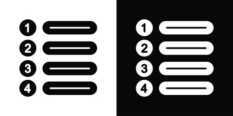 step icon set in black and white solid vector illustration