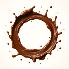 Dynamic chocolate splash ring on white background, perfect for dessert ads