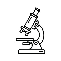 Illustration of a microscope for scientific research isolated on vector line drawing